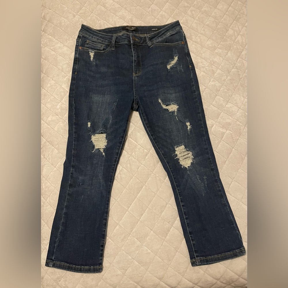 Judy Blue Dark Distressed Skinny Jeans